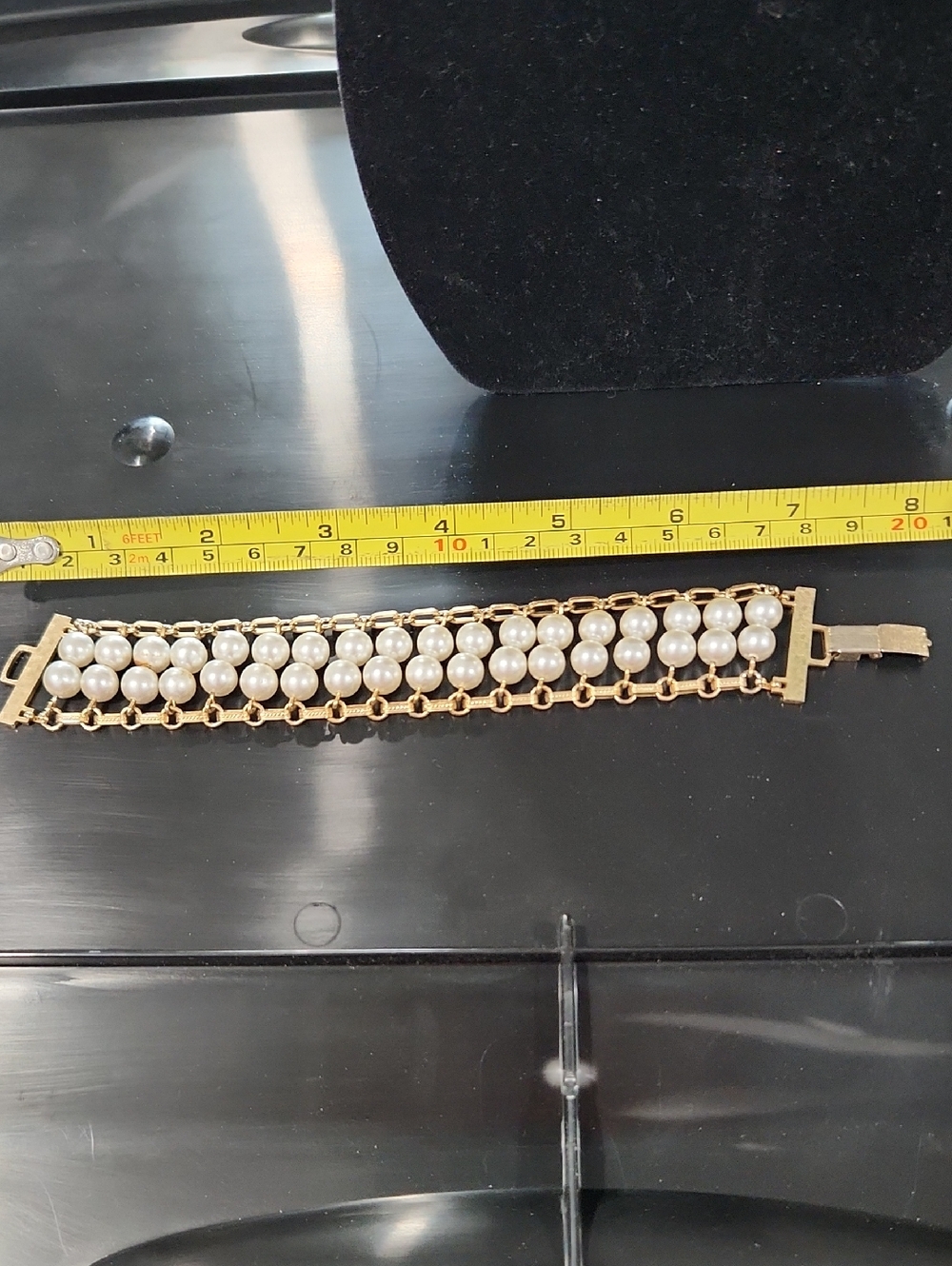 Vintage Gold and White Pearl Multi-Row Bracelet